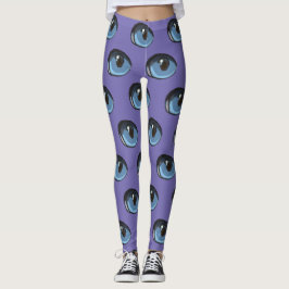 Blue Cat Öga Mönster Leggings