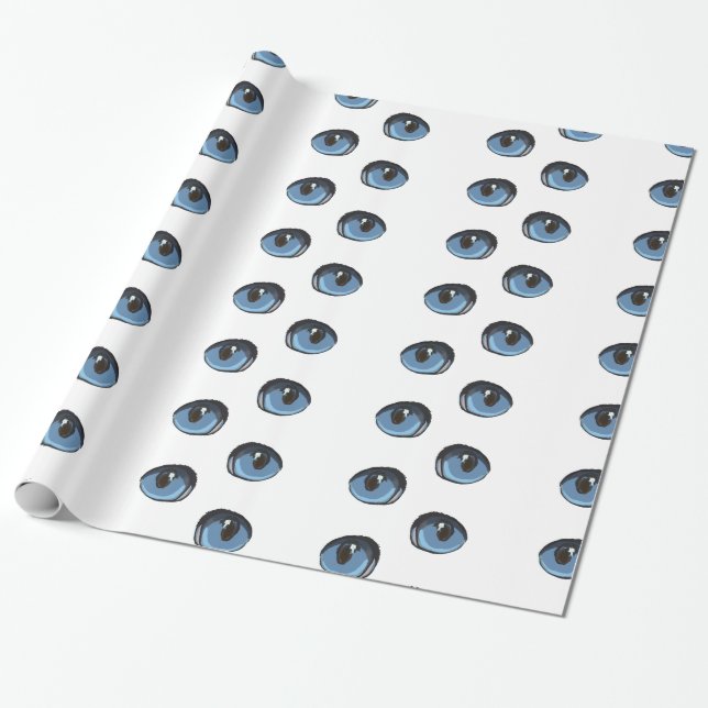 Blue Cat Öga Mönster Presentpapper (Utrullad)