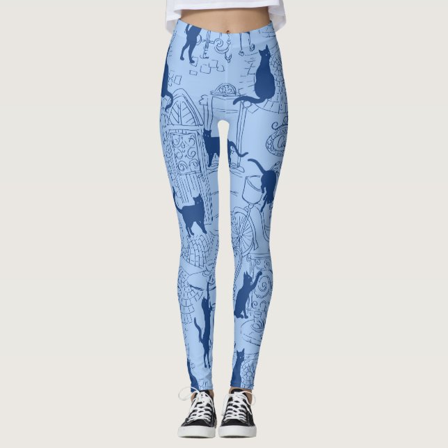 Blue Cat Paris Mönster Leggings (Framsida)