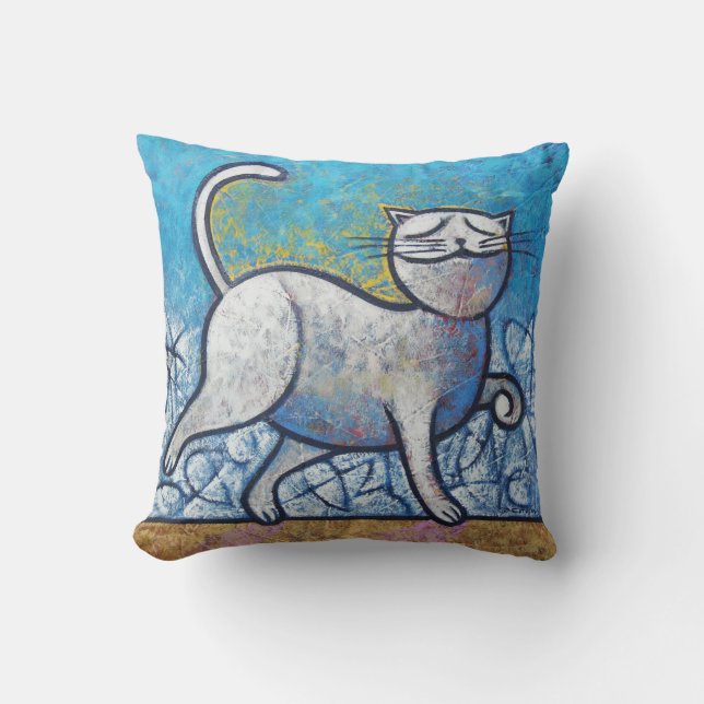 Blue Cat Picasso at Moonlight Decorative Throw Pil Kudde (Framsida)