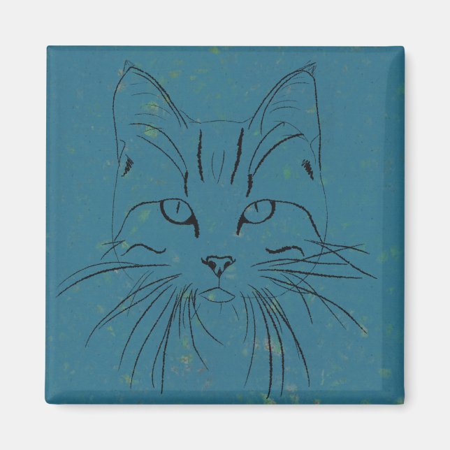 Blue Cat Sketch Magnet (Framsidan)