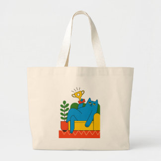 Blue Cat Trophy Lounger - Tote Jumbo Tygkasse