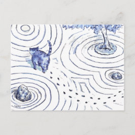 Blue Cat Zen Garden Helg Vykort