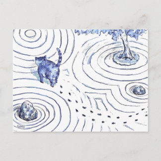 Blue Cat Zen Garden Helg Vykort