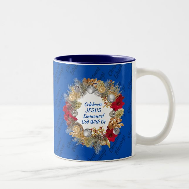Blue CELEBRATE JESUS-jul Två-Tonad Mugg (Höger)