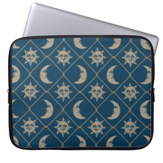 Blue Celestial Sun And Moon Laptop Fodral