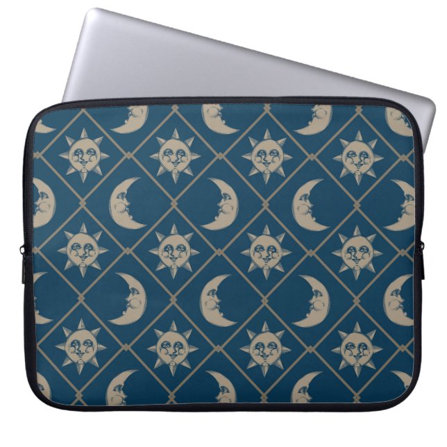 Blue Celestial Sun And Moon Laptop Fodral (Framsidan)