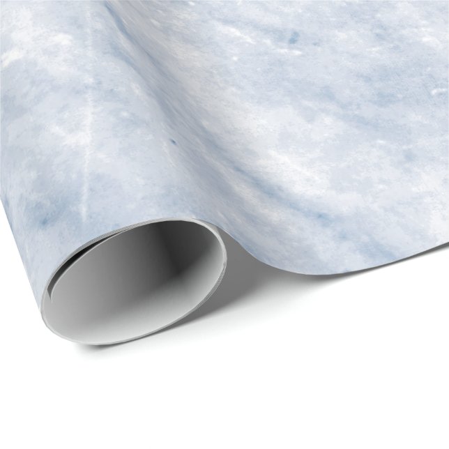 Blue Celestial White Grått Carrara Marble Stone Presentpapper (Rullad Hörn)