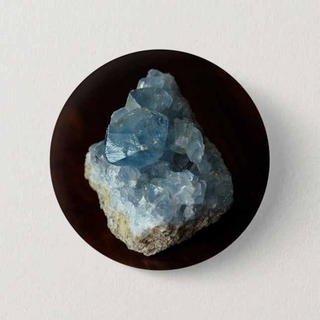 Blue Celestite Crystal Knapp (Framsida)