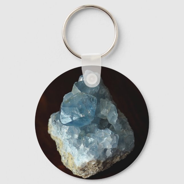 Blue Celestite Crystal Nyckelring (Baksida)