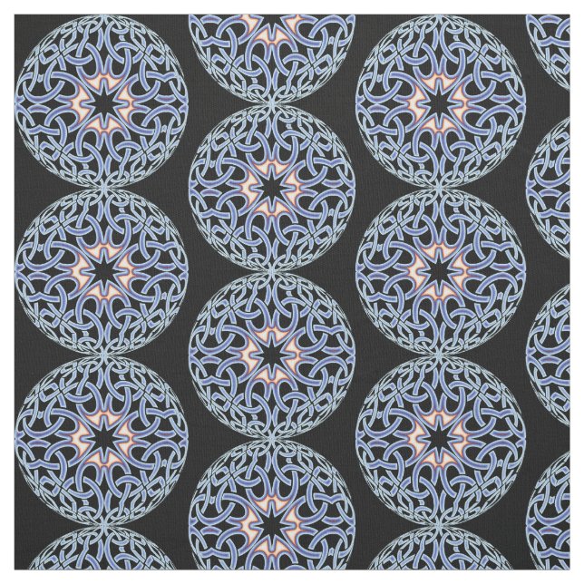 Blue Celtic Knot Mandala Mönster Fabric Tyg (Provkarta)