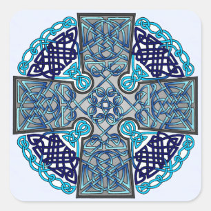Blue Celtic Kor Medallion Fyrkantigt Klistermärke