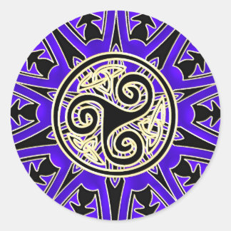 Blue Celtic Triskele Mandala Sticker Runt Klistermärke