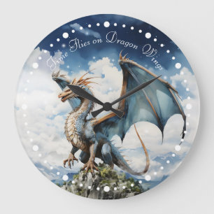 Blue Celtic Viking Dragon Magic Fairytale Stor Klocka
