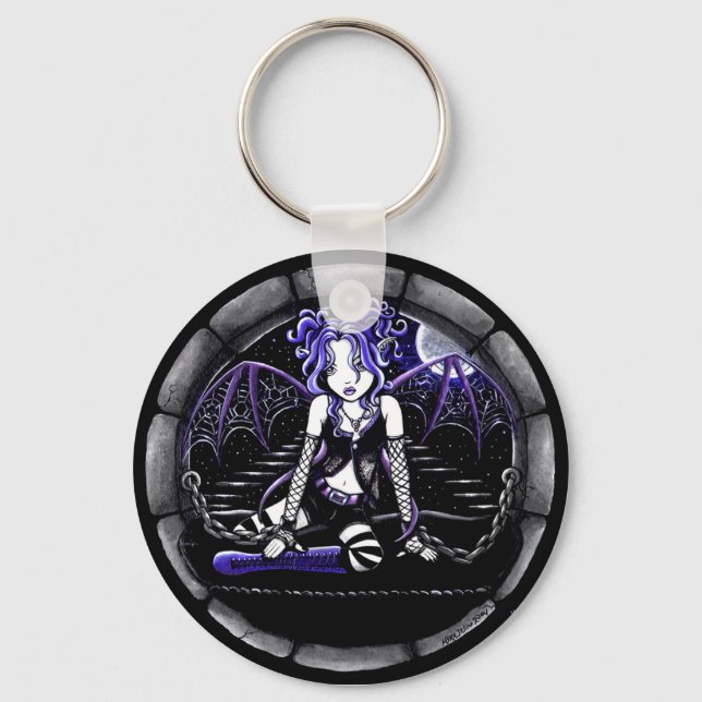 "Blue Chached" Gothic Fairy Art Keychain Nyckelring (Framsida)