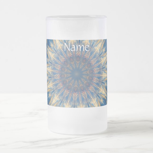 Blue Chakra Kaleidoscope Thunder_Cove Frostat Ölglas (Center)