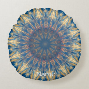 Blue Chakra Kaleidoscope Thunder_Cove Rund Kudde
