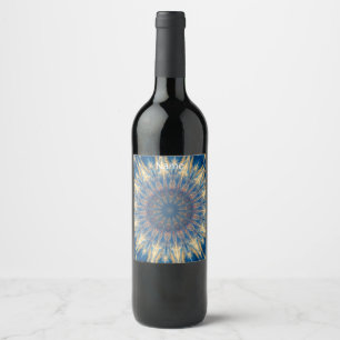 Blue Chakra Kaleidoscope Thunder_Cove Vinflaska Etikett