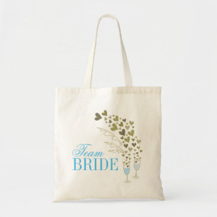 Blue Champagne Cheers Chic Team Bride Brudens sida Tygkasse