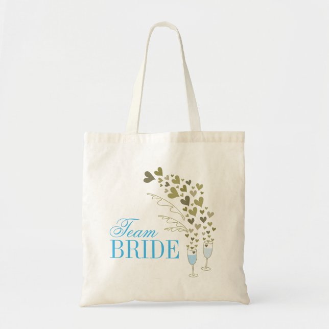 Blue Champagne Cheers Chic Team Bride Brudens sida Tygkasse (Framsidan)