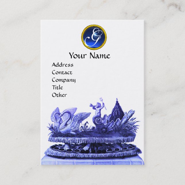 BLUE CHARIOT SVANAR MED MUFFINS OCH PASTRI VISITKORT (Framsida)