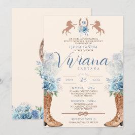 Blue Charro Western Ro Quinceanera Inbjudningar