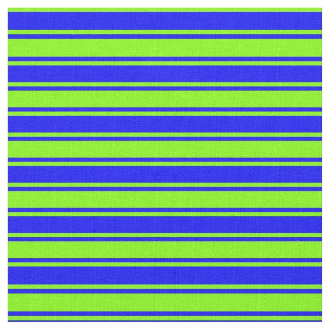 Blue & Chartreuse Linjer Mönster Tyg (Närbild)
