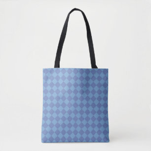 Blue Checker Diamond Mönster Shoulder Tygkasse