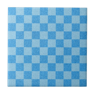Blue Checker Glitter Kakelplatta