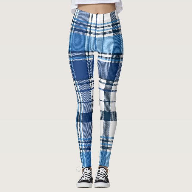 Blue Checkered Classic Scottish Play Mönster. Leggings (Framsida)