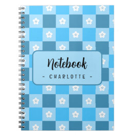 Blue Checkered Floral Anteckningsbok