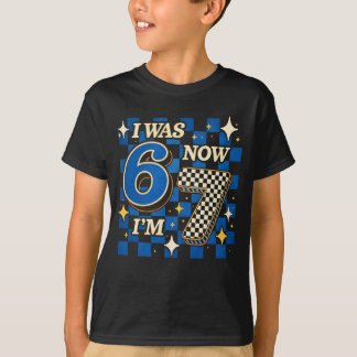 Blue Checkered I was 6 Now I'm 7 Funny 67 T Shirt