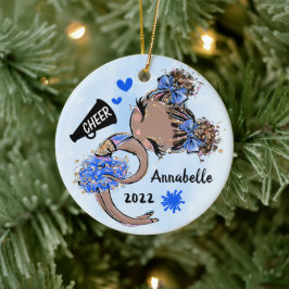 Blue CheerLeader Girl Ornament Mörk Skin & Hair