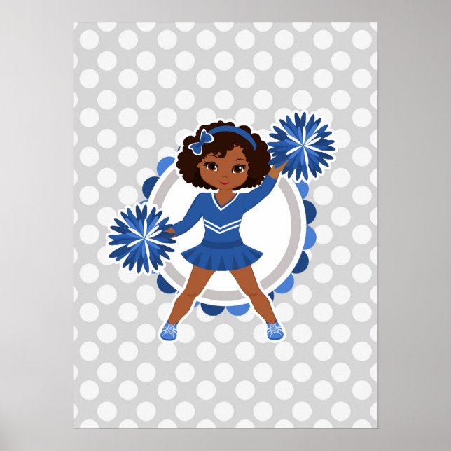 Blue Cheerledare African American - Cute Cheer Poster (Framsidan)