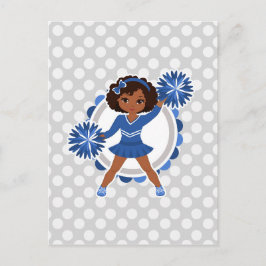 Blue Cheerledare African American - Cute Cheer Vykort