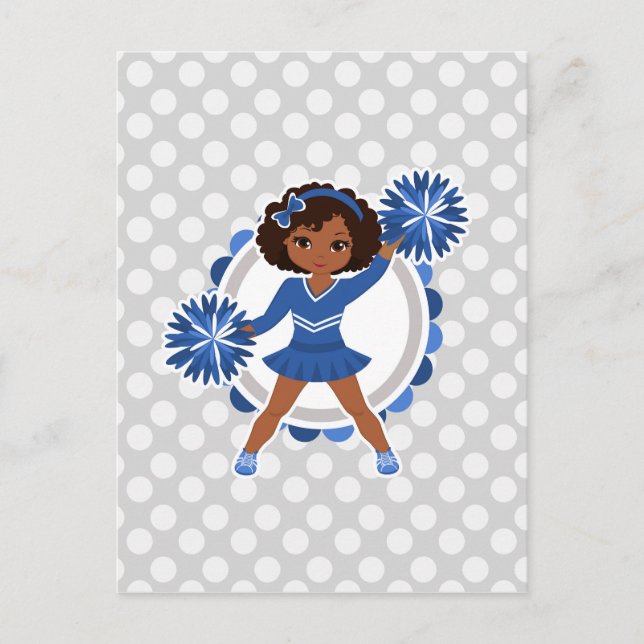 Blue Cheerledare African American - Cute Cheer Vykort (Framsida)