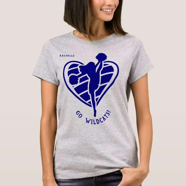 Blue Cheerledare Team Namn T Shirt (Framsida)