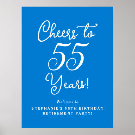 Blue Cheers till 55 års Pension Party Välkommen Poster