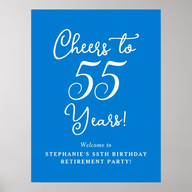 Blue Cheers till 55 års Pension Party Välkommen Poster (Framsidan)
