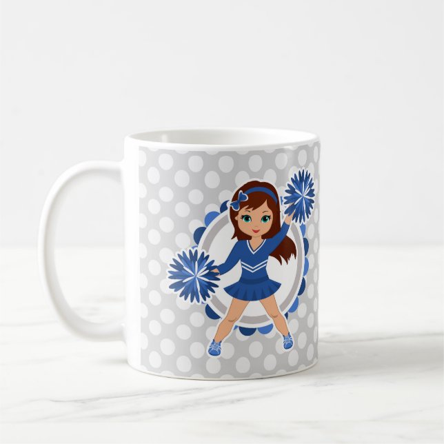 Blue Cheerwriter Brunette - Cute Cheer Kaffemugg (Vänster)