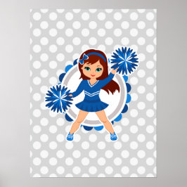 Blue Cheerwriter Brunette - Cute Cheer Poster