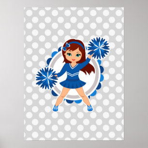 Blue Cheerwriter Brunette - Cute Cheer Poster
