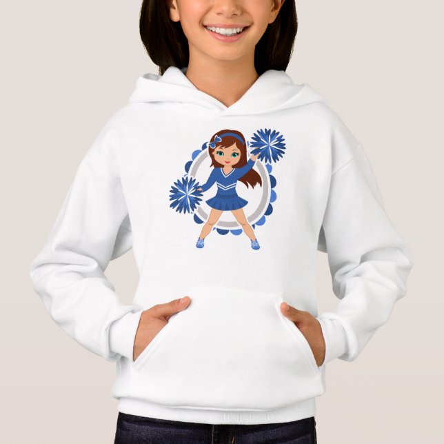 Blue Cheerwriter Brunette - Cute Cheer T Shirt (Framsida)
