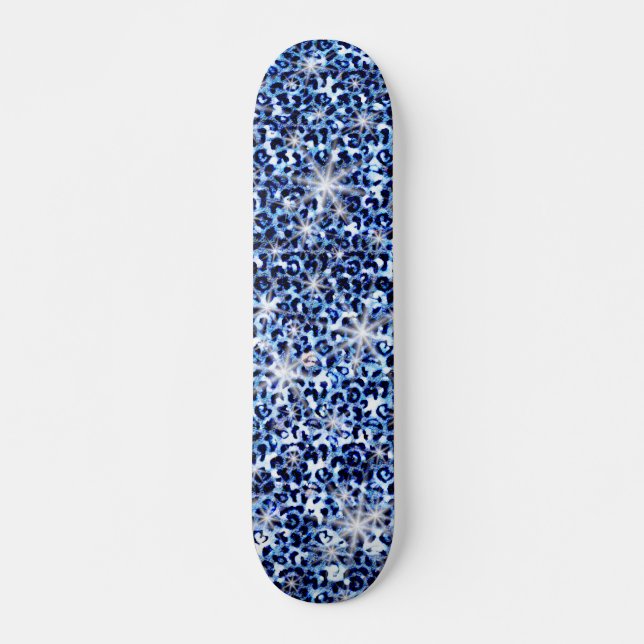 Blue Cheetah Sparkles Mini Skateboard Bräda 18,5 Cm (Framsida)