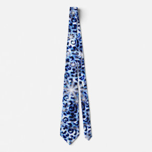 Blue Cheetah Sparkles Neck Tie Slips