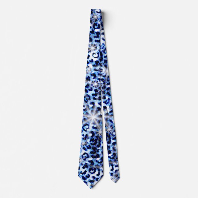 Blue Cheetah Sparkles Neck Tie Slips (Framsida)