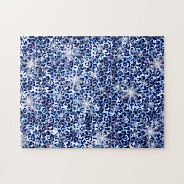 Blue Cheetah Sparkles Pussel (Horisontell)