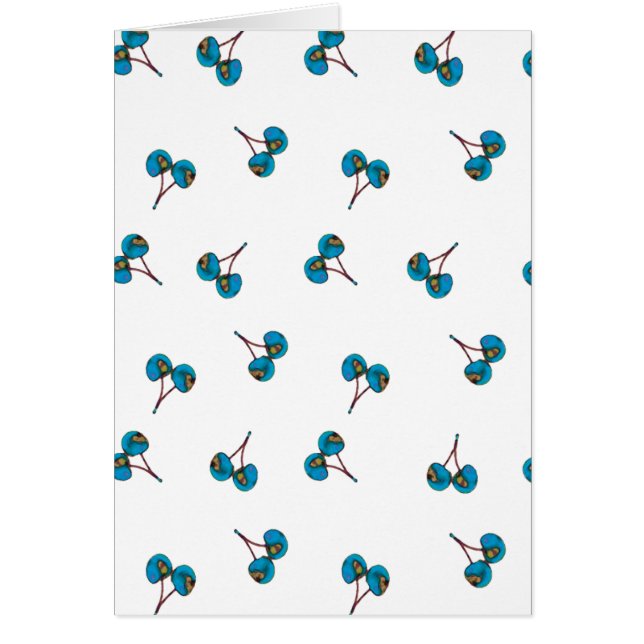 Blue Cherry Mönster Hälsningskort (Framsidan)