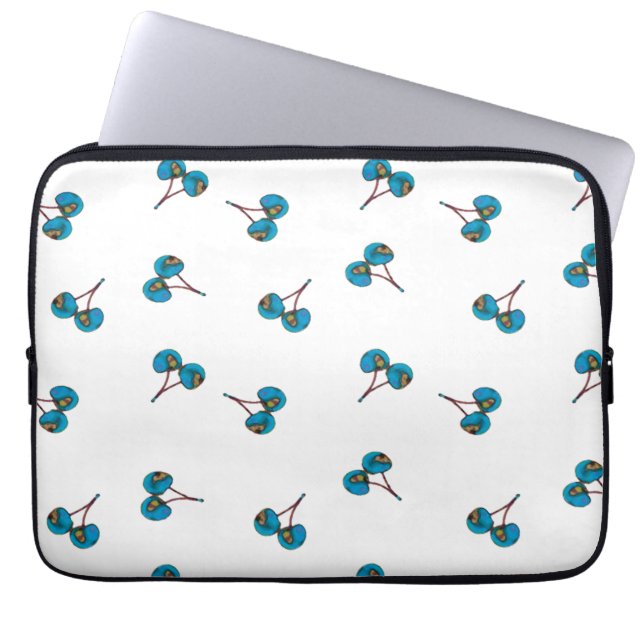 Blue Cherry Mönster Laptop Fodral (Framsidan)