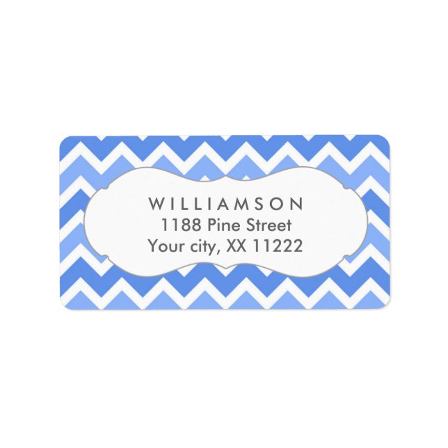 Blue Chevron-adressetiketter för babydusch-förmåns Adressetikett (Framsidan)